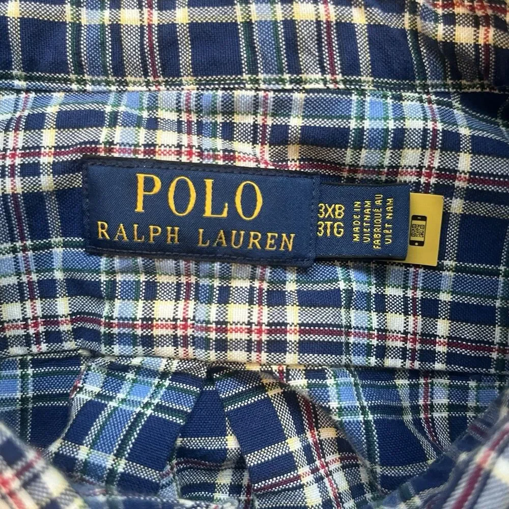 Polo Ralph Lauren Plaid Button Down Shirt Mens 3XB Multi Plaid Big & Tall